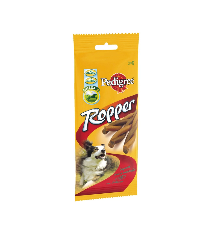 PEDIGREE - SNACK PER CANI ROPPER MANZO, 4 PZ